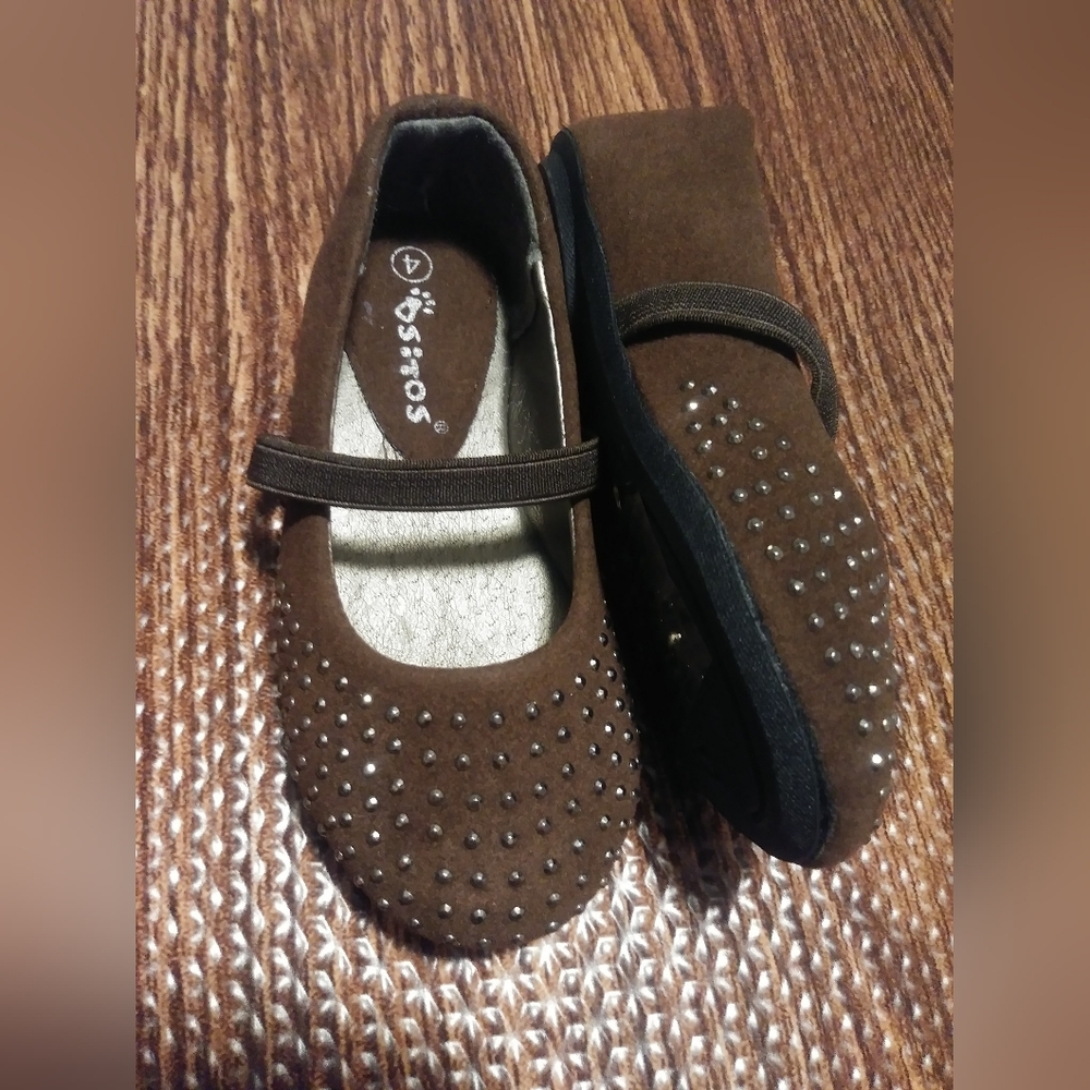Brown Studded Kids Shoes